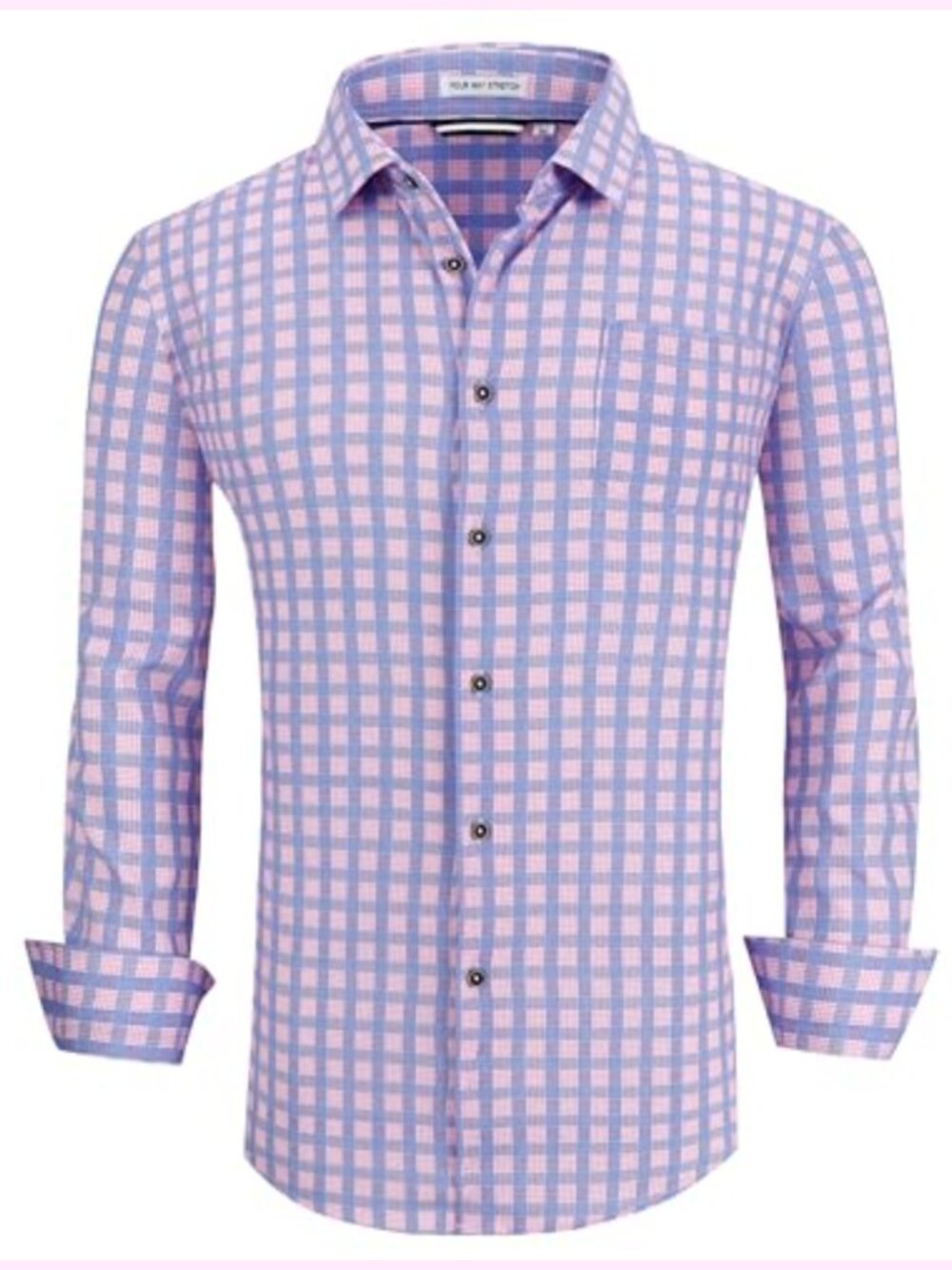 Men's Wrinkle Free 4-Way Stretch Print Button Down Shirt